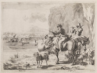 KG 05215
<br/>
Herderin en herder met dwarsfluit
<br/>
<em>Visscher, Jan de (ca. 1636-na 1692)</em>